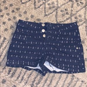 Navy blue anchor high rise shorts